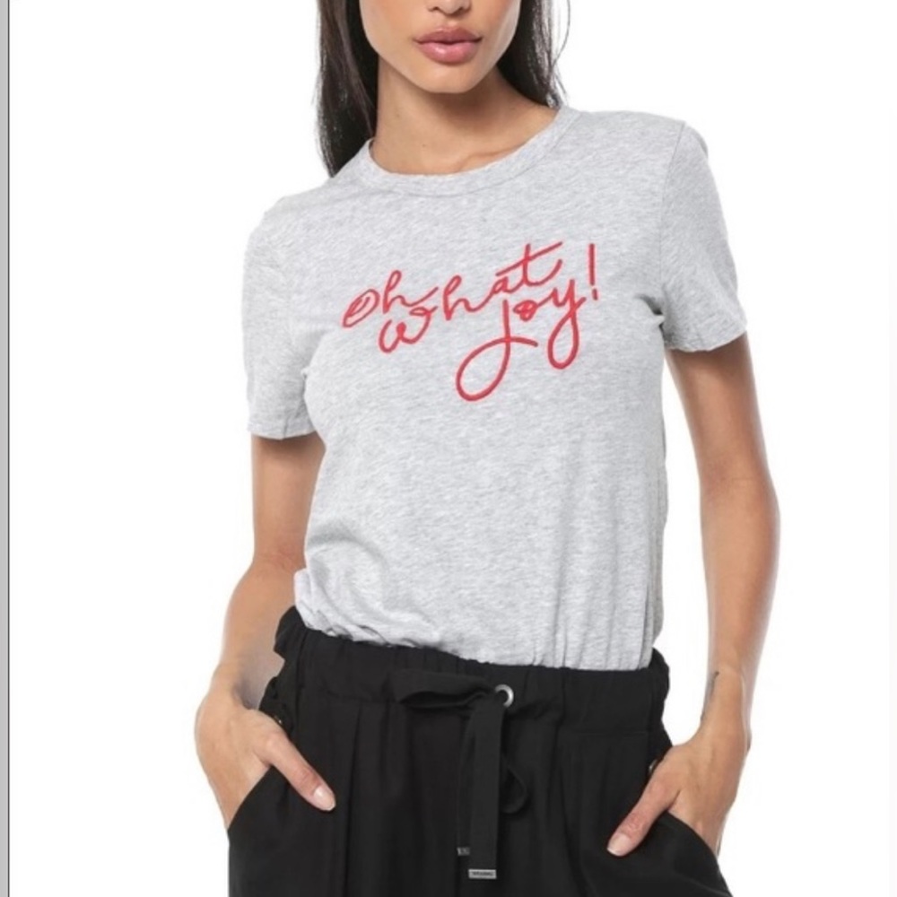 Banana Republic Oh What Joy Christmas T-Shirt Gray & Red Womenβs Size X Smallβ